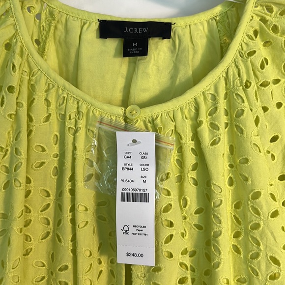 J. Crew - Provence Smocked Waist Midi Dress with Eyelets - Yellow - M - NWT - Picture 3 of 5